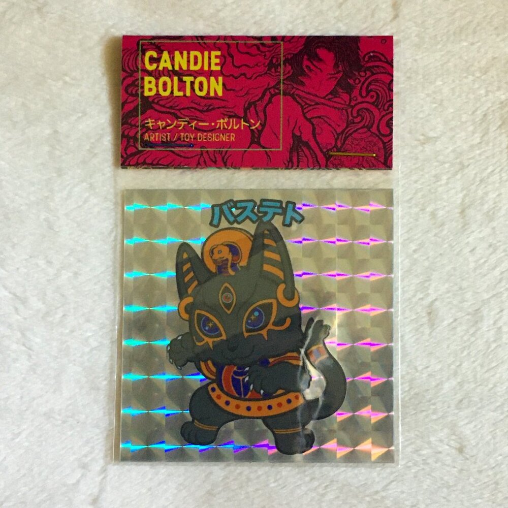 5/$30 Retro Black Egyptian Kitty Holo Seal Sticker